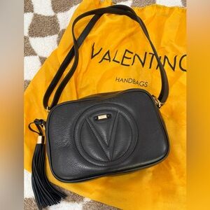 Valentino by Mario Valentino Mia Signature Black Crossbody Bag with Tassel